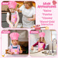 R HORSE Kid Apron and Chef Hat Set 2Pcs Adjustable Children Light Pink Kitchen Apron, Dress up Role Play Chef Toy Cooking Baking