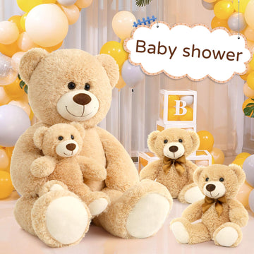 Morismos Giant Teddy Bears With Babies, Big Mommy Bear With 3 Baby For Baby Shower, Large Teddy Bears Stuffed Plush For Christmas, 39 Inch
