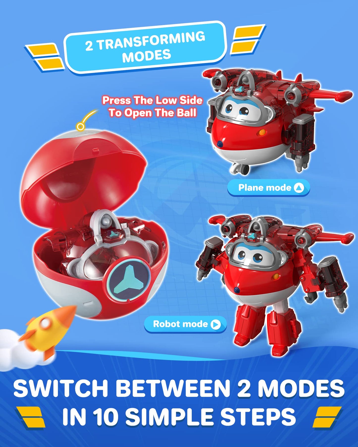 Super Wings Toys Action Figure 5' Transformer Jett Robot Airplane Toy Equipment Upgraded For Kids 3+ Birthday Gifts For Kids