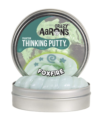 Crazy Aaron'S Thinking Putty 4' Tin - Phantoms Foxfire - Glowing Sparkle Glow Putty, Soft Texture - Never Dries Out