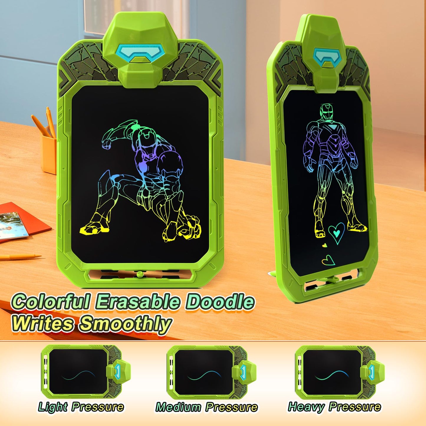 CHAFEGY 10 Inch LCD Writing Tablet for Kids, Powerful Warrior Design Drawing Tablet, Doodle Board Pad for Learning, Toy Gift for