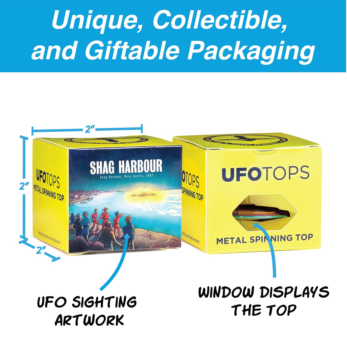 Plexity Labs Ufo Tops - Shag Harbour - Metal Spinning Top - Inspired By The 1967 Shag Harbour, Nova Scotia Ufo Incident - Titani