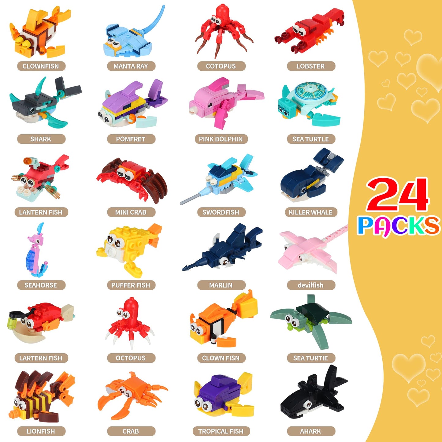 Extpro 24 Packs Valentines Day Gifts For Kids, Animal Building Blocks With Valentines Cards Stickers For Classroom School Goodie