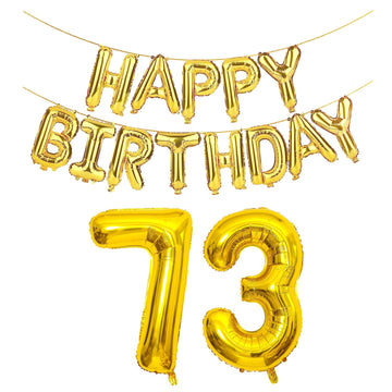 SHUNTAI Jumbo Gold Number Balloons 73 - Foil Mylar Birthday Decorations for 73rd Theme Party Supplies