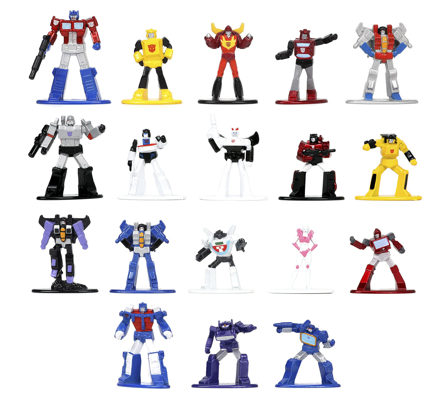 Jada Toys Transformers Nano METALFIGS 18 Pack - Multi-color Metal Collectibles, Model JNF33452