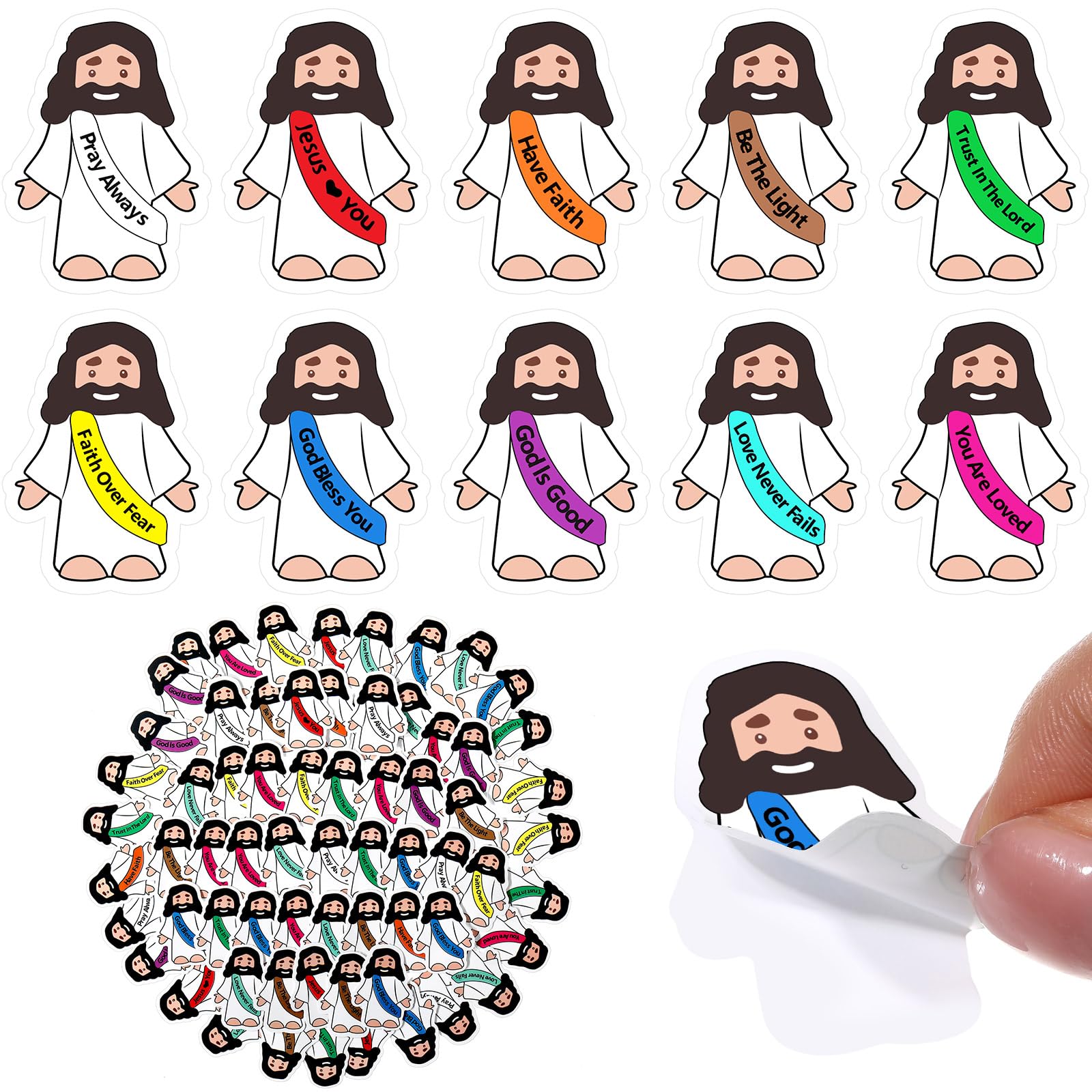 Bememo 200 Pcs Jesus Stickers Little Jesus Original Design Christian Religious Stickers for Sunday School, Church, Vacation Bibl