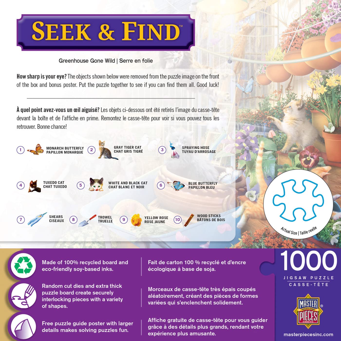 MasterPieces 1000 Piece Seek & Find Jigsaw Puzzle for Adults, Family, Or Youth - Greenhouse Gone Wild - 19.25x26.75