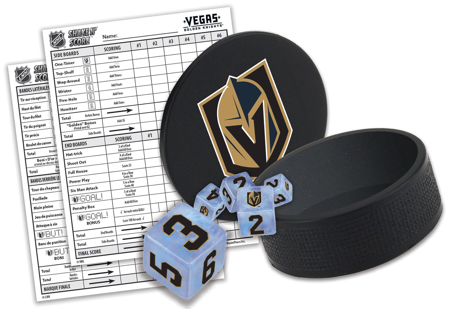 MasterPieces Game Day - NHL Vegas Golden Knights - Shake N Score Dice Game