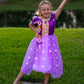Aolliya Rapunzel Dress For Girls Purple Puff Sleeve Princess Costumes Fancy Dress Up For Halloween Cosplay Carnival