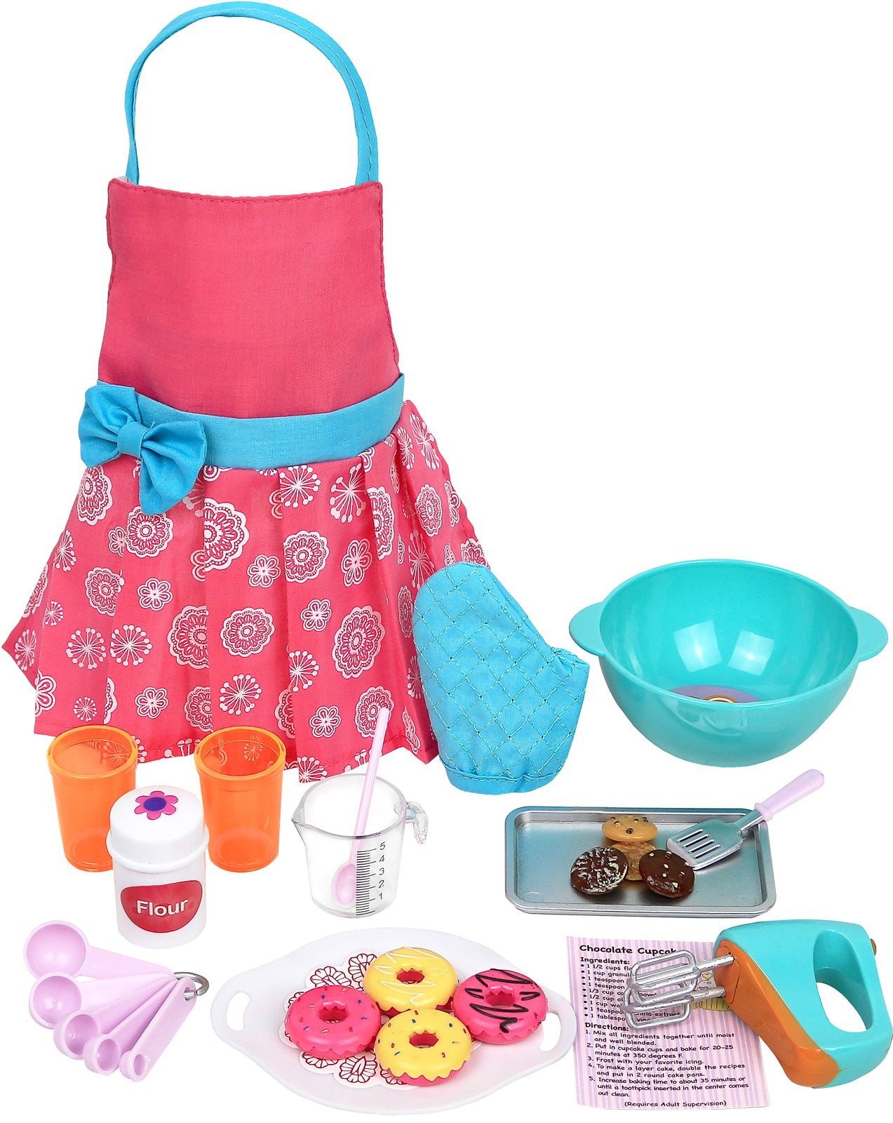 Click N' Play Doll Baking Set With Apron And Baking Utensil Accessories, Perfect For 18 Inch Dolls