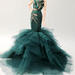 Cora Gu Handmade Classic Jade Green Embroidery Mermaid Dress Wedding Gowns Fit for 12 Fashion Doll & Dolls not Included