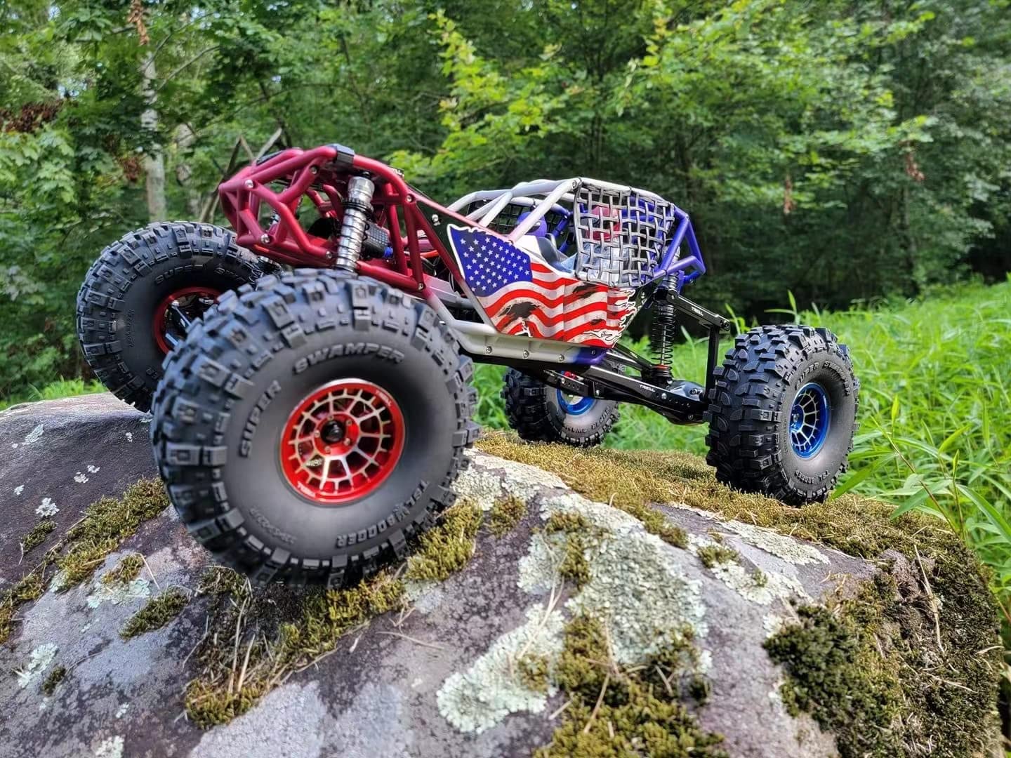 Treal Aluminium 2.2 Beadlock Wheels Rims(2) pcs Fit RC Crawler Mud Truck 2.2 Tires (Red)