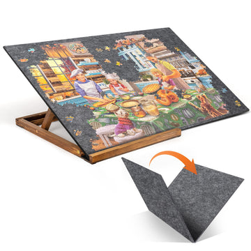 Tektalk Foldable Jigsaw Puzzle Board with 3 Angle Adjustable Bracket/Stand, Lightweight Portable Puzzle Mat Plateau with Wooden 