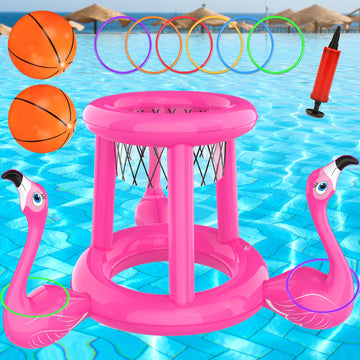 Pool Toys Pool Floats Pool Games For Kids Adult, Inflatable Pool Basketball Hoop & Ring Toss Game, 2-In-1 Pool Floating Outdoor