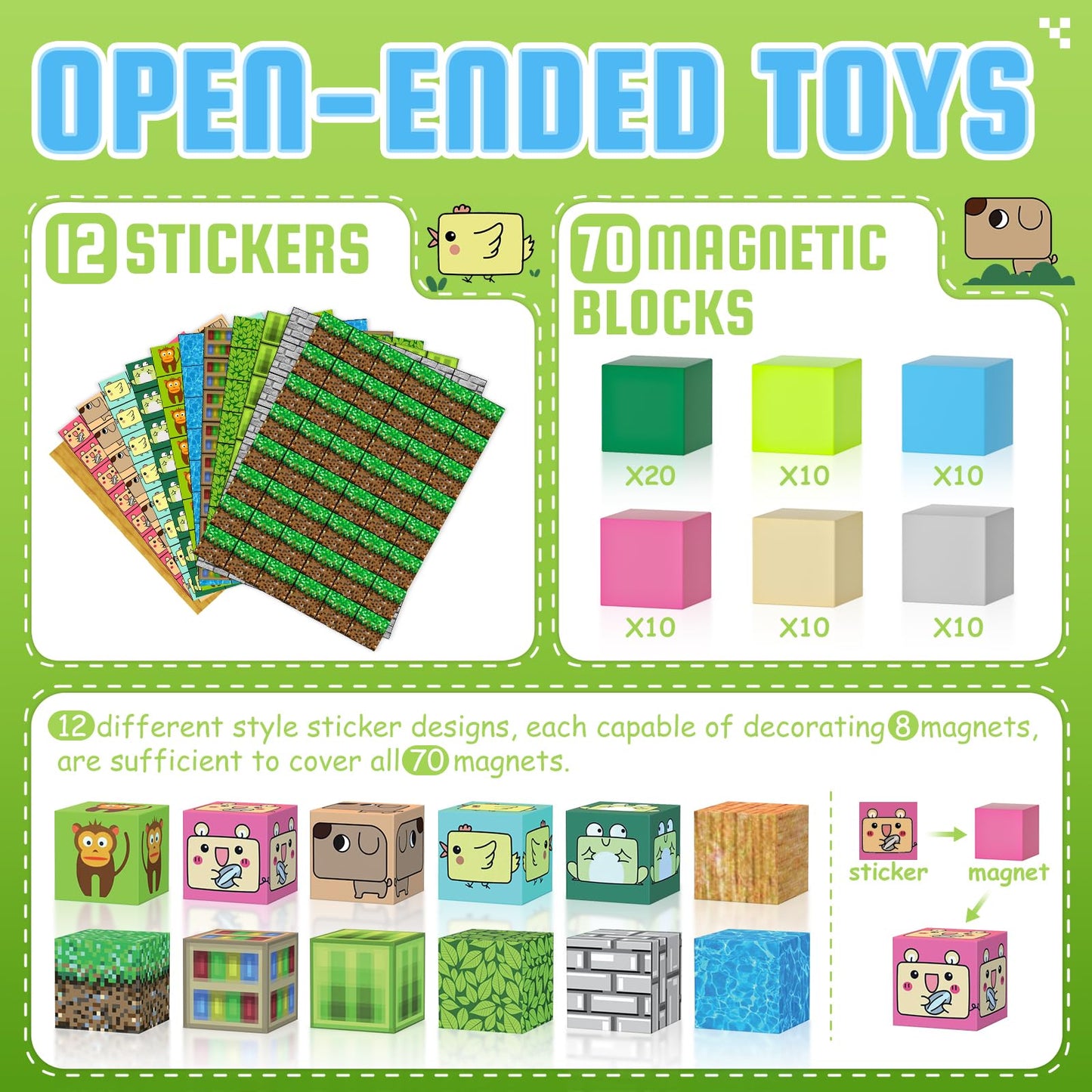 Caringcubs Magnetic Blocks-Build Edition, Magnetic Toys For Boys & Girls, Stem Montessori Sensory Toys For Toddlers Gifts For 3+