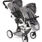 Bayer Chic 2000 - Linus Duo Dolls Pram, Twin Dolls Pram for Children from 4 to 8 Years, Jeans Grey, 690-76, 82 x 41.5 x 79 cm