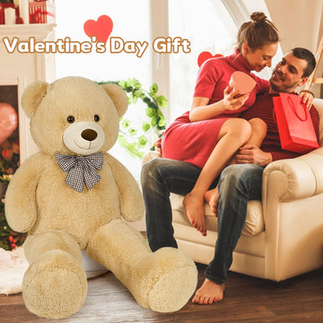 Morismos Giant Teddy Bear 4Ft, Big Large Teddy Bear 4 Foot Plush For Kids, Lifesize Bear Stuffed Animals For Girlfriend, 55 Inches