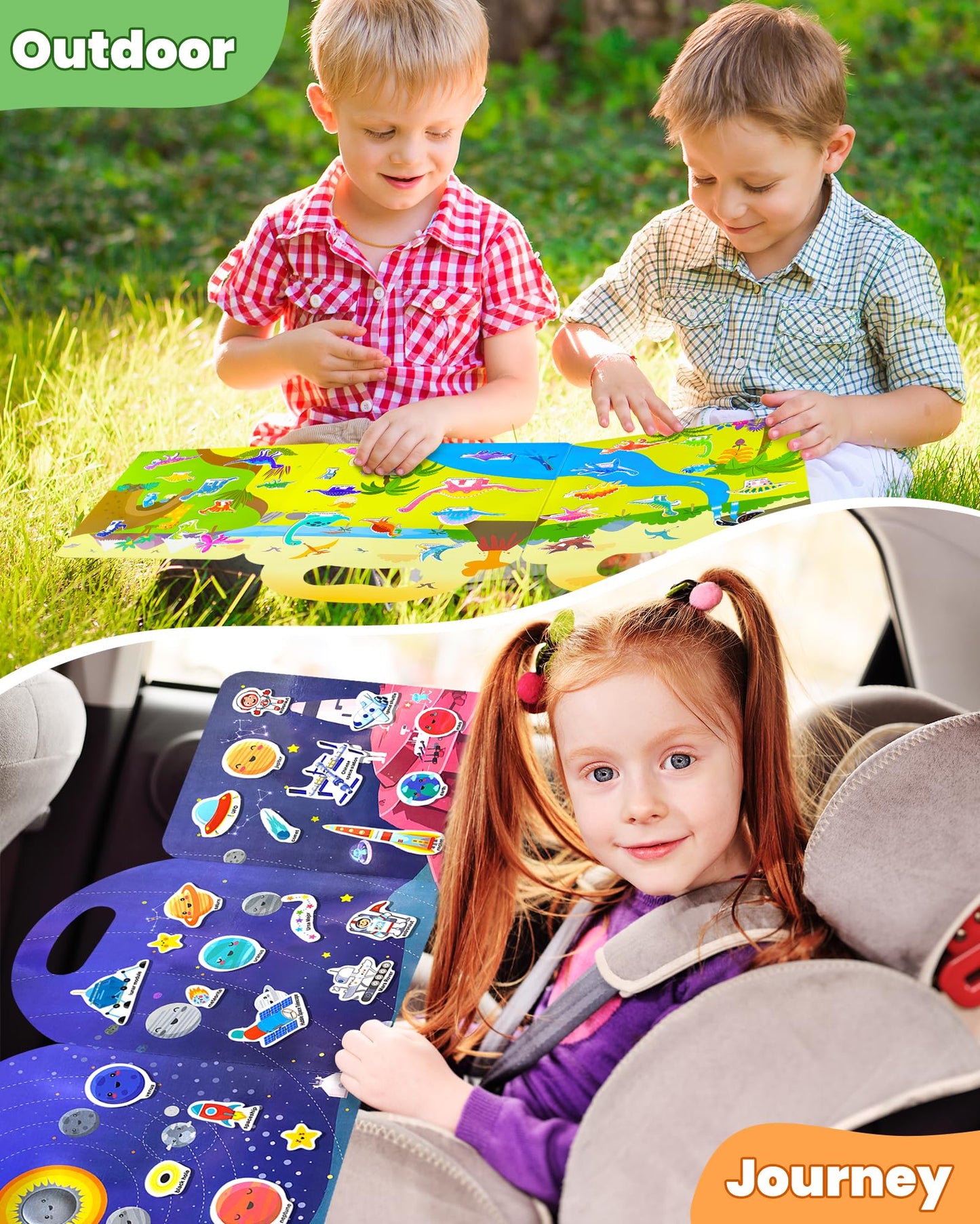 Walenced Puffy Reusable Sticker Book For Toddlers 2-4 Years, 3 Sets Stickers For Kids, Toddler Sticker Book Ages 1-3, 94 Pcs Tod