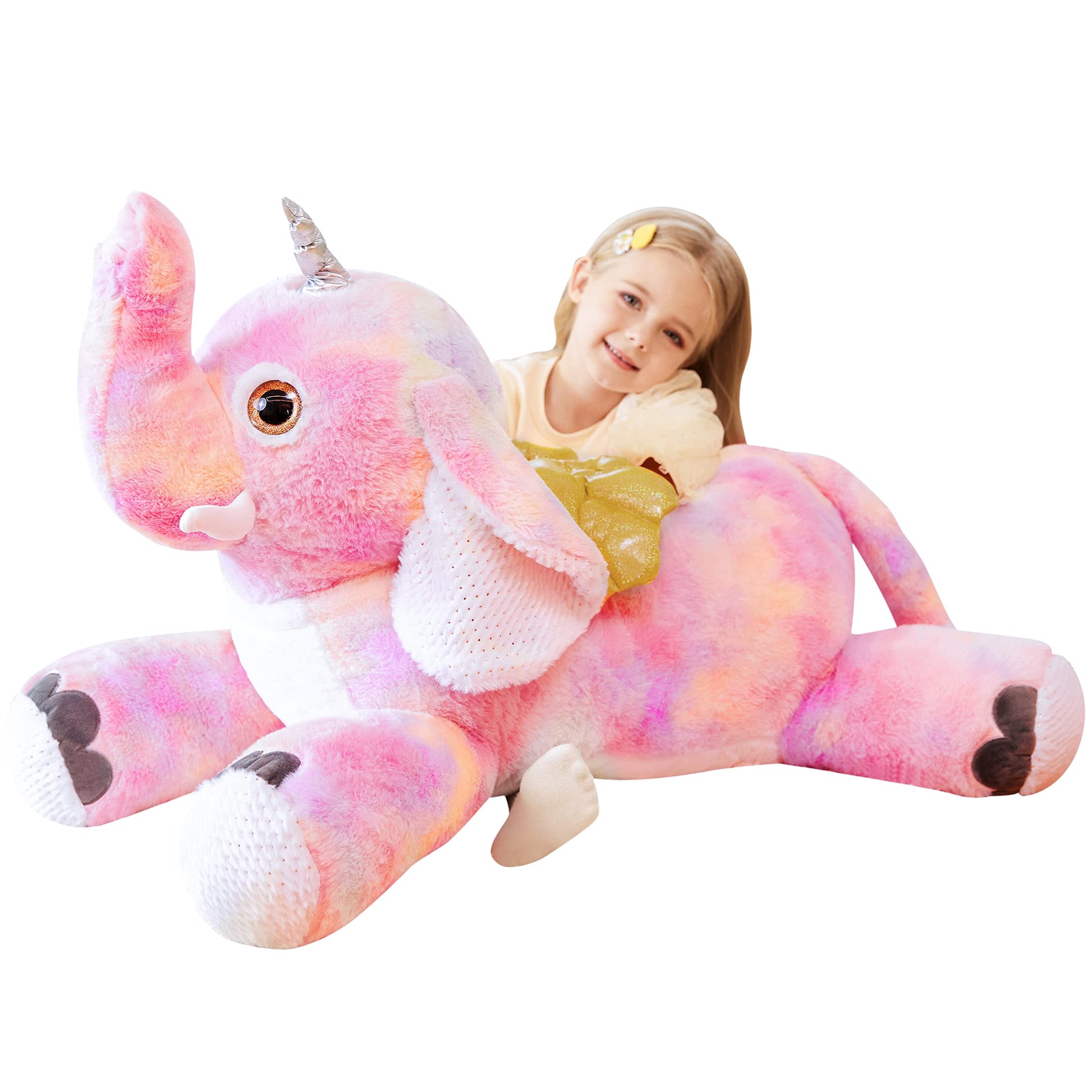 Earthsound Giant Elephant Unicorn Stuffed Animal Plush Toy,Large Jumbo 30'' Big Size Soft Toys,Cute Huge Fluffy Plushy Fat Plush