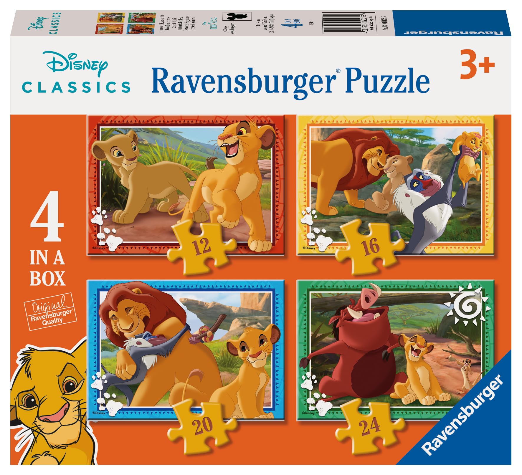 Ravensburger - Puzzle: The Lion King  Puzzle 3 Years or Older  Puzzles Children 3 Years  Kids Puzzle  Gift Child 3 Years  Ravensburger Puzzle  4 puzzles for children 3 years  12004025