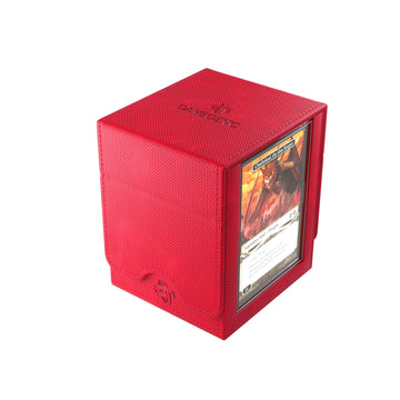 Gamegenic Squire Plus 100+ Xl Convertible Deck Box - Holds 100 Double-Sleeved Cards! Premium Commander Card Case, Detachable Slide Card Case, Armorfyber Surface, Red Color, Made By Gamegenic