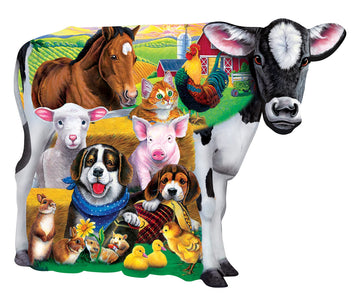 Masterpieces 100 Piece Shaped Jigsaw Puzzle For Kids - Farm Friends - 14''X19''