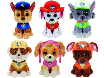 Ty Paw Patrol Beanie Babies - Set Of 6! Marshall, Chase, Skye, Rocky, Rubble And Zuma!