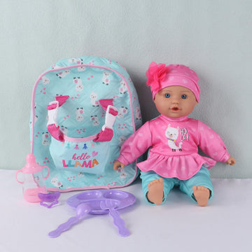 Haveahug 13'' Soft Doll With Carry On Backpack Carrier, Briefcase Pocket For Doll Accessories And Clothing (Lalpaca Backpack)