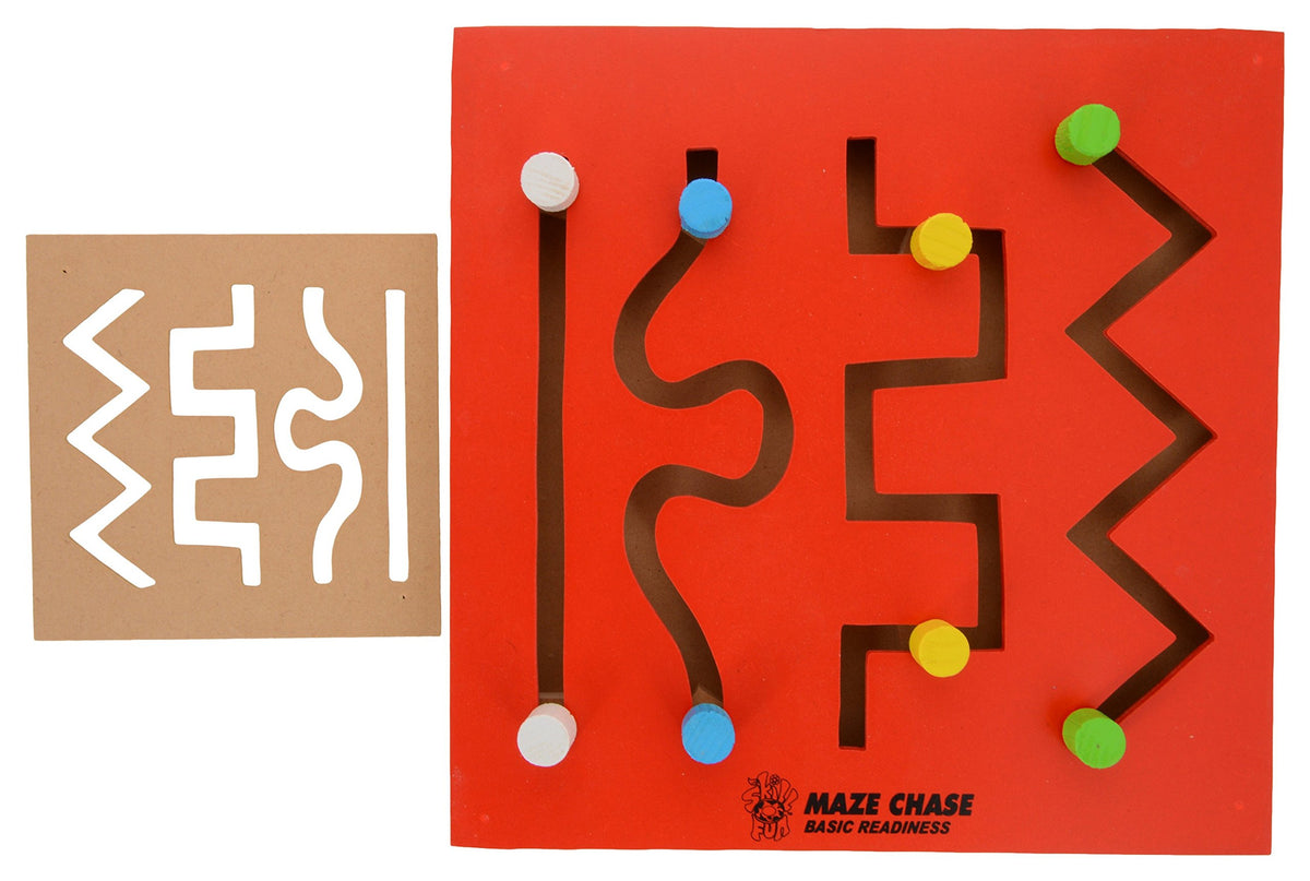 Skillofun H15A Wooden Maze Chase  Basic Readiness, Multi Color  Kids, NonToxic EcoFriendly Wooden Puzzle Toy, Engages Child