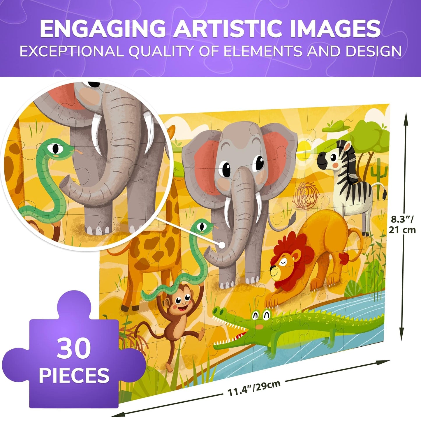 Quokka Puzzles For Kids Ages 3-5 - 30 Pieces Puzzles For Toddlers 2-4 - Dinosaurs Learning Jigsaw Puzzles For Kids 4-6 Years Old