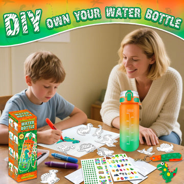 EDSPORTSHOUSE Decorate Your Own Water Bottle Kits for Boys Age 5-12,Dinosaur Painting Crafts,Fun Arts and Crafts Toys for Boys B