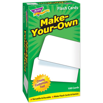 Trend Enterprises: Make-Your-Own Skill Drill Flash Cards, Create, Customize, Test, Versatile & Durable, Make Flash Cards & Games, 100 Blank Cards Included, Ages 3 And Up
