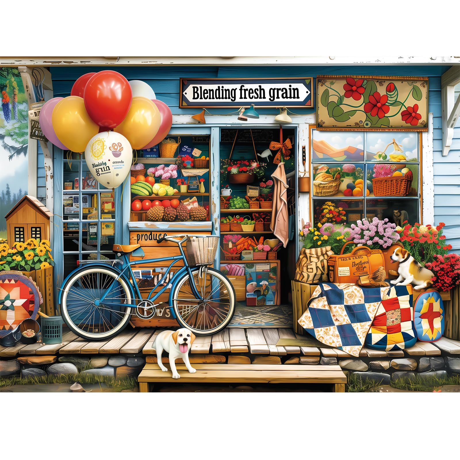 300 Piece Puzzles for mature-themeds Dog Fruit Balloon Puzzle 300 Pieces Jigsaw Puzzles for mature-themed Kids Elderly Puzzle Game mature-themed Puzzles Family Challenging Game Home Decor Gift Toy 20.5x15IN