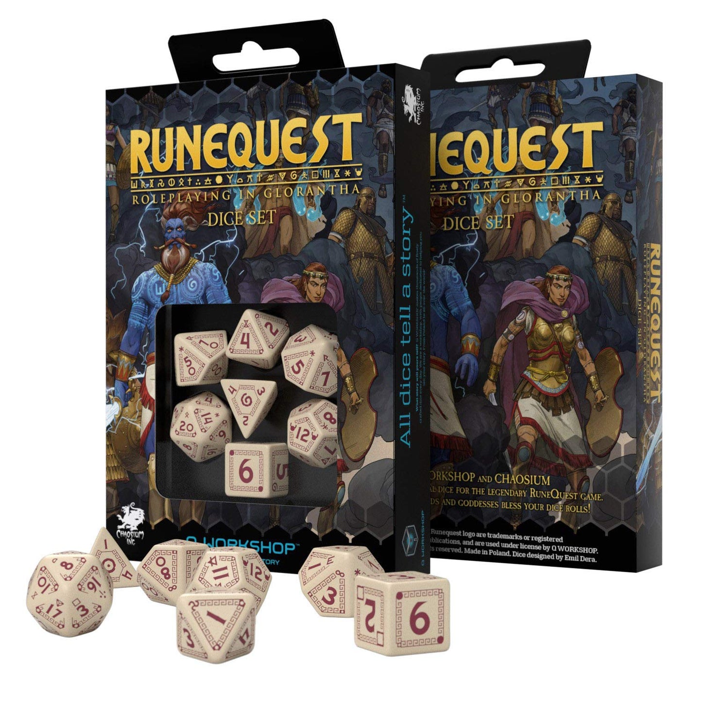 Q-Workshop RuneQuest Beige & Burgundy Expansion Dice 3