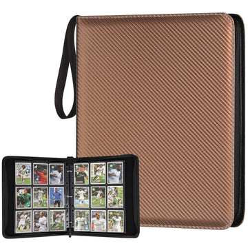 GERMUN 9 Pocket Card Binder  enhanced Zip Trading Card Binder  720 Double Sided Pocket PU Card Collection Binder  Collector Card Album  Card Folder for MTG  TCG  Sports Cards  Game Cards (Brown)