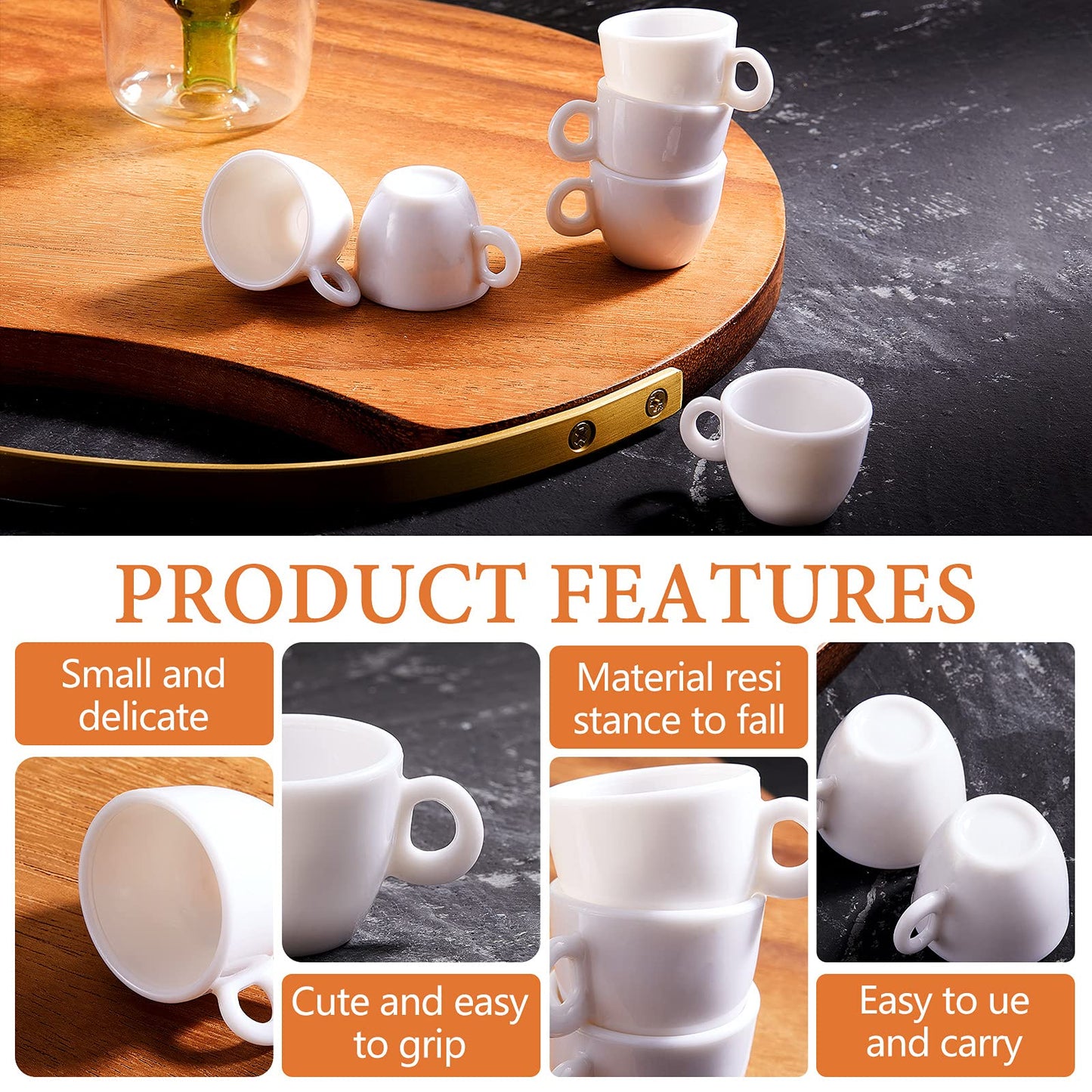 Patelai 30 Pieces Mini Coffee Cups Tea Cup White Plastic Coffee Cups Dollhouse Miniature Food Kitchen Room Decoration Accessories Gifts For Christmas Pretend Afternoon Tea Cake Decoration Landscape