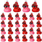 24 Pcs Valentine'S Day Mini Rubber Duck With 24 Sunglasses 24 Hat 24 Necklace, Yellow Valentine Rubber Duck In Bulk Bath Toys Fo