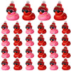 24 Pcs Valentine'S Day Mini Rubber Duck With 24 Sunglasses 24 Hat 24 Necklace, Yellow Valentine Rubber Duck In Bulk Bath Toys Fo