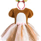Ikali Girls Deer Fawn Costume, Christmas Party Fancy Tutu Dess Holiday Animal Theme Dress Up Role Play Reindeer Outfit With Head