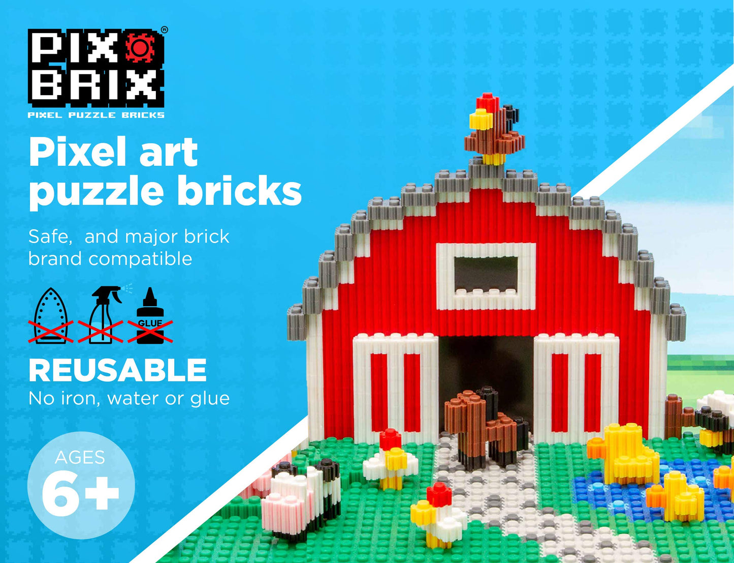 Pix Brix Pixel Art Puzzle Bricks, 6000 Pieces, Light Color, Model PBL6000C, Interlocking STEM Building Toys for Ages 6+