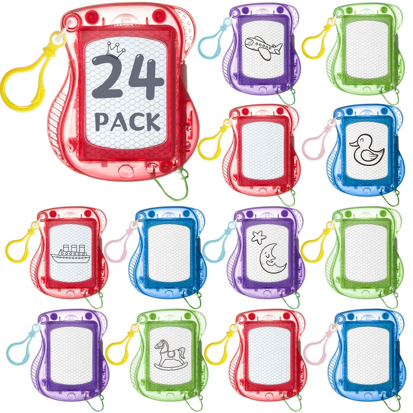 24 Pcs Mini Magnetic Drawing Doodle Board For Kids Backpack Keychain Clip Drawing Board Erasable Sketch And Painting Pad For Classroom Rewards Party Favors Goodie Bag Stuffers (Bear)