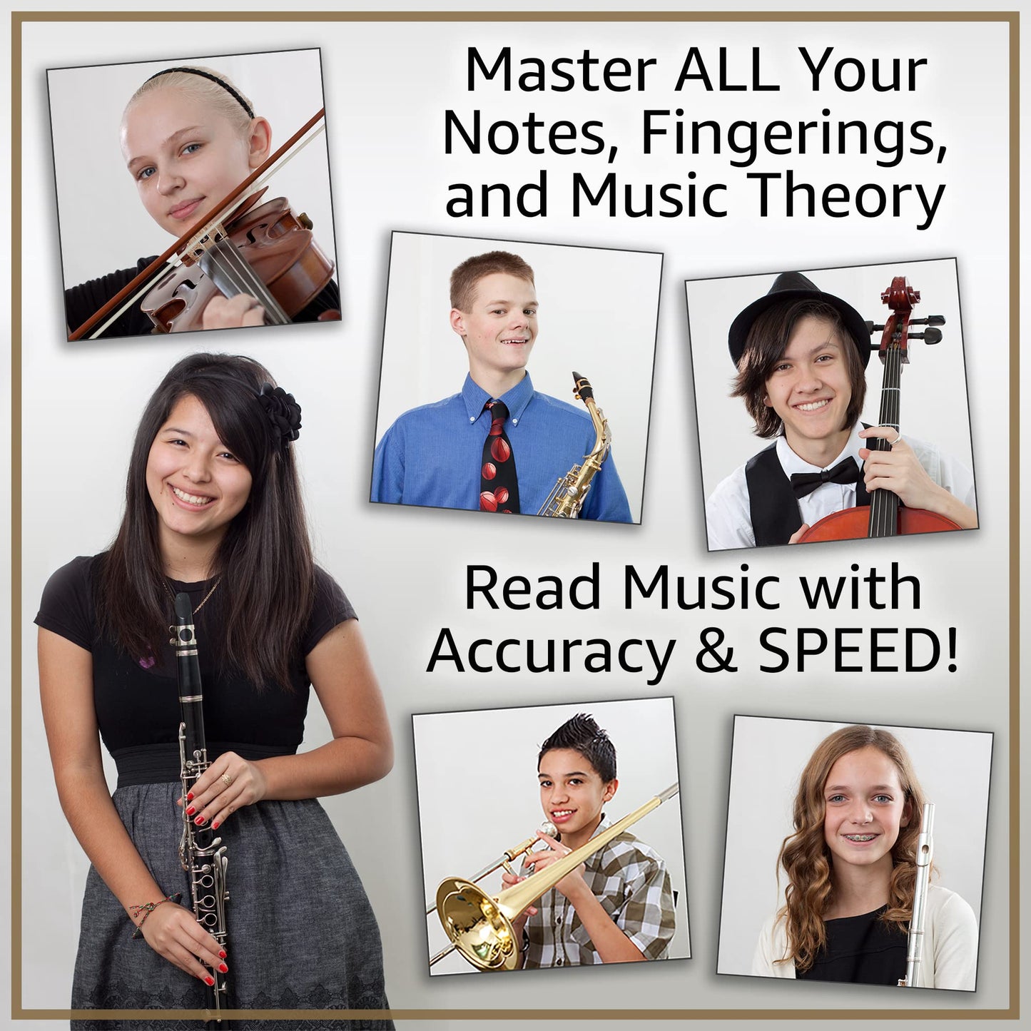 Music Flash Cards: Notes, Fingerings, & Music Theory (Alto/Bari Saxophone)