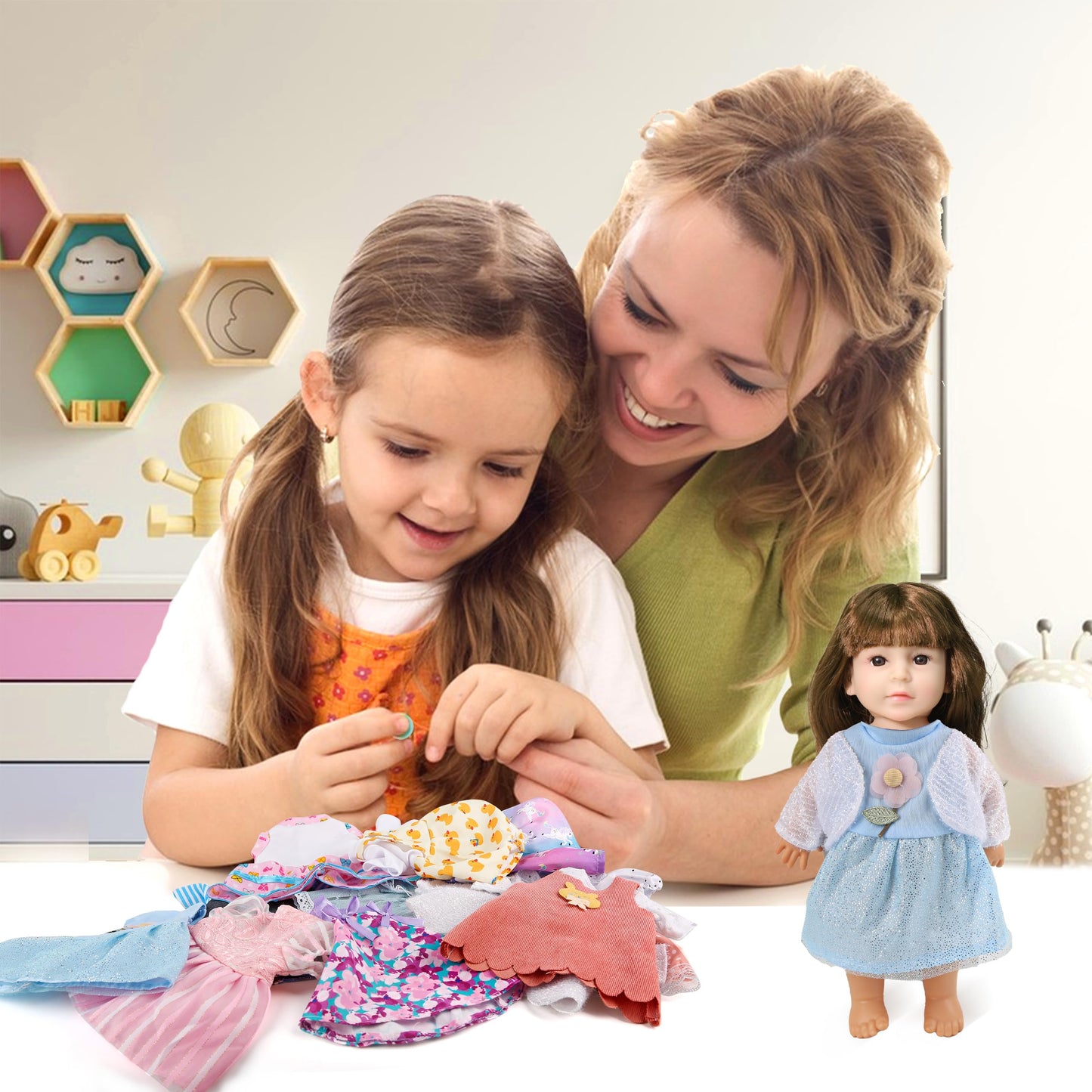 Girl Doll Clothes,12 Sets Doll Clothes Dress for 12 13 14 Inch Dolls, Lovely Baby Doll Outfits Accessories for Christmas Birthda