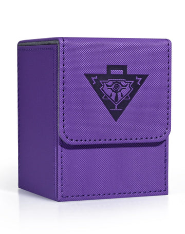 Zlca Card Deck Box For Mtg Yugioh Tcg, Card Storage Box With Dividers Holds 100+ Sleeved Cards, Premium Card Deck Case Compatible With Ccg Trading Cards (Purple,Puzzle)