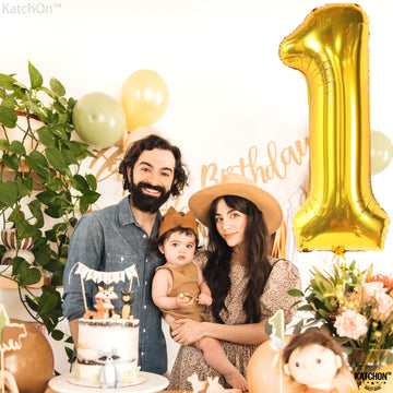 Katchon, Gold One Balloon For First Birthday - 40 Inch | 1 Balloon For 1St Birthday | Number 1 Balloon For 1St Birthday Decorations For Boys | First Birthday Balloons, Wild One Balloons Decorations