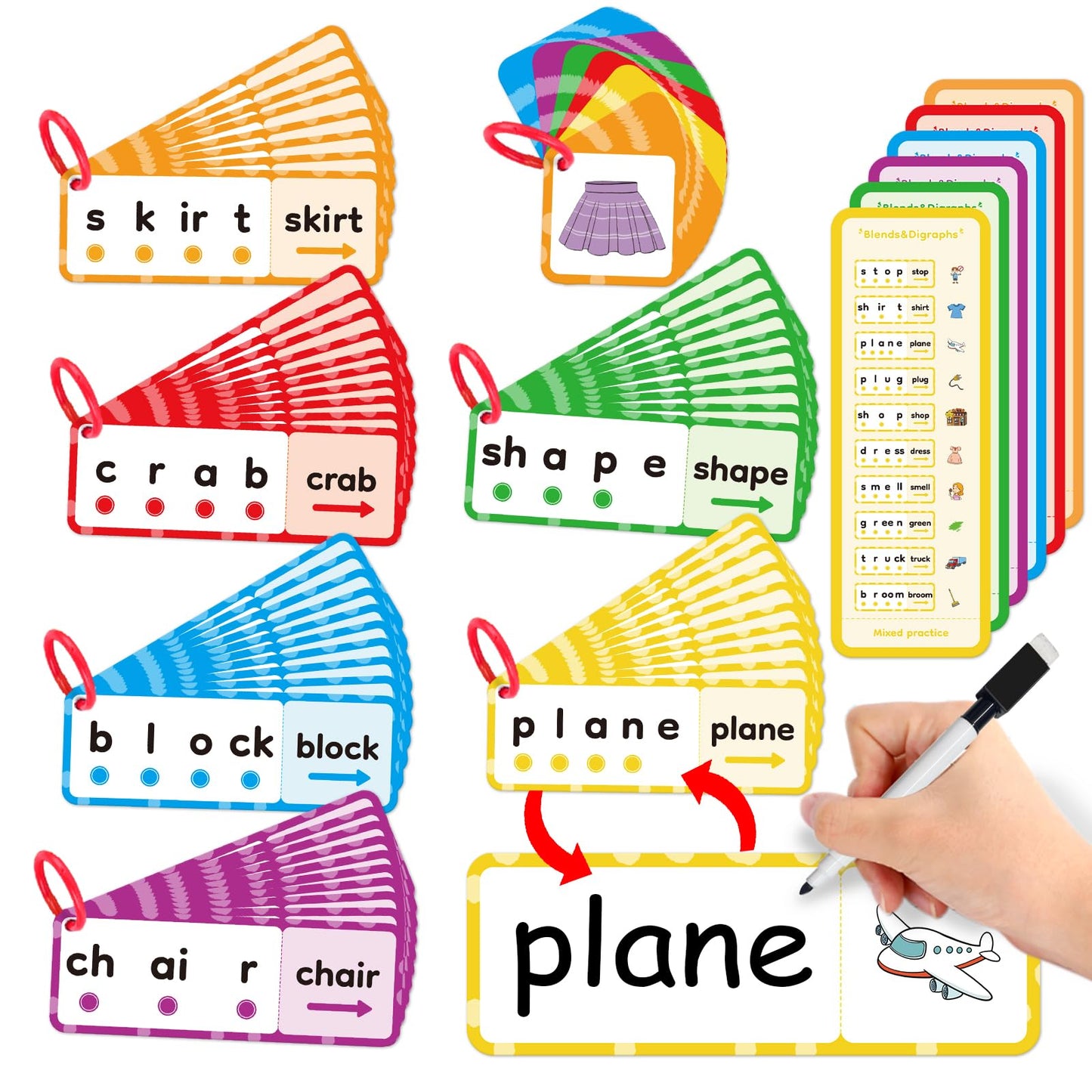 Kasfalci Blends & Digraphs Cards,Phonics Games,Speech Therapy Toys For Toddlers Kids,Learn To Read,Spelling Reading Learning Sig