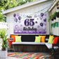 LASKYER Happy 65th Birthday Decorations,65th Purple Balloon Large Birthday Banner Backdrop Sign,65 Years Old Bday Party Supplies