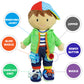 June Garden 15.5 Terry Dressy Friends Plush Doll - Educational Montessori Buckle Toy for Kids & Toddlers 2 Years and Up