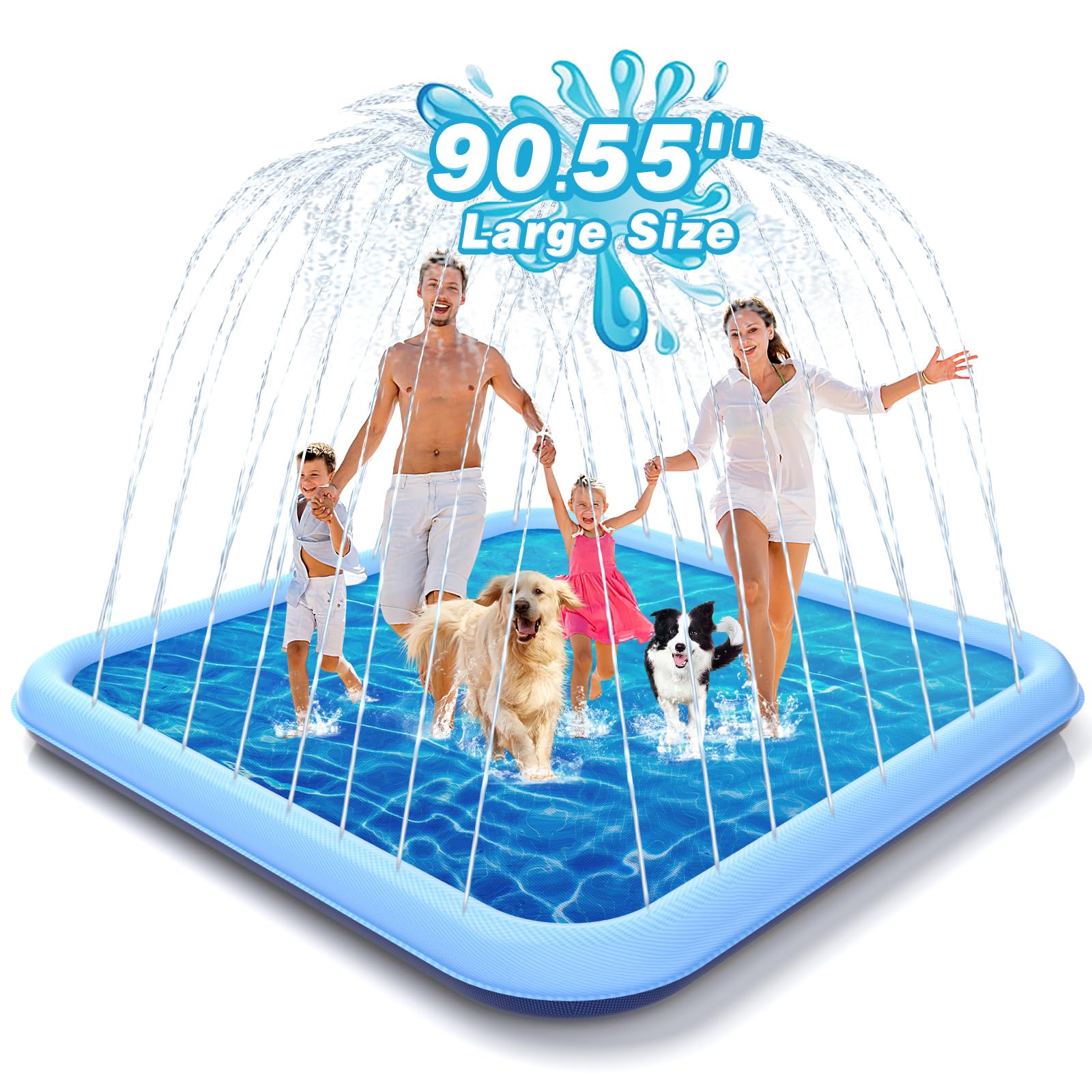 Epn Sprinkle Splash Pad, Extra Large Sprinkler Play Mat For Dogs & Kids, Thicker Wading Pool Summer Outdoor Water Toys (39 In)