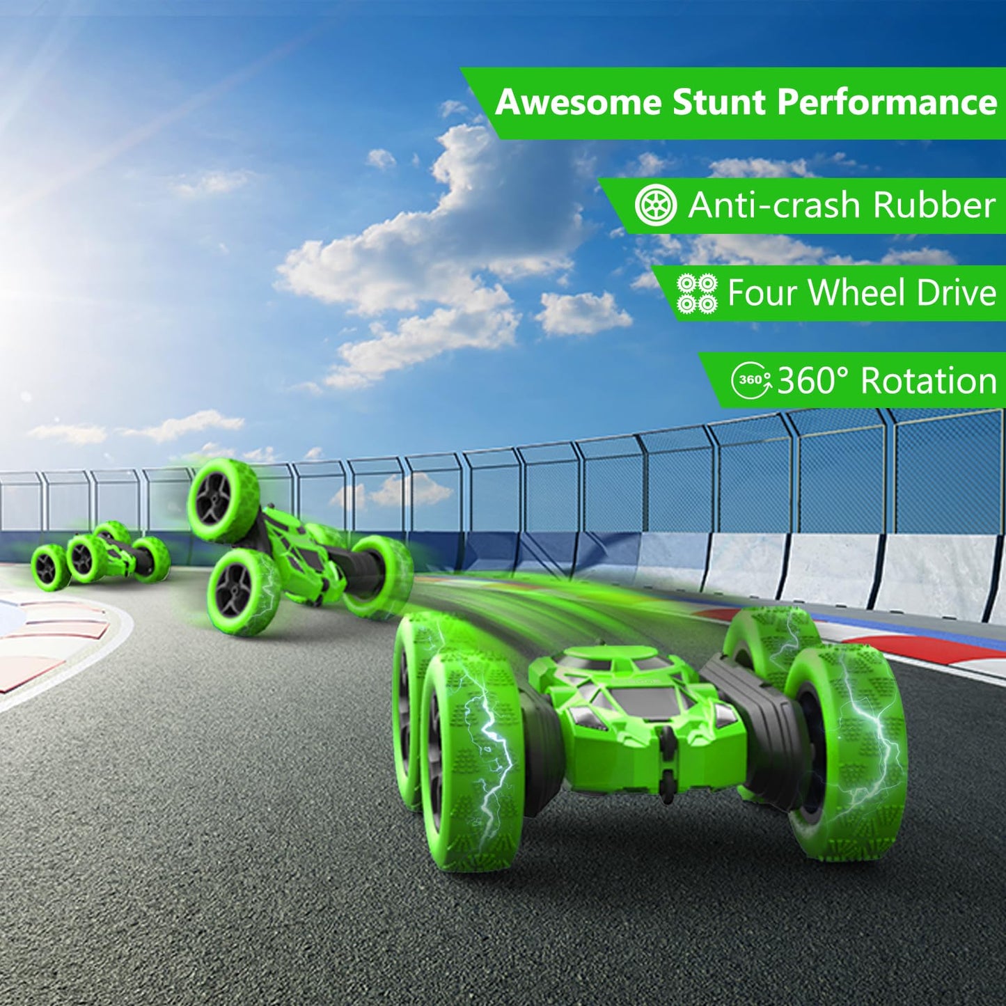 Remote Control Car - RC Car Toys for Boys - 4WD 2.4Ghz Double Sided 360 Rotating RC Cars, Birthday Gifts for Kids Age 6 7 8-12 f